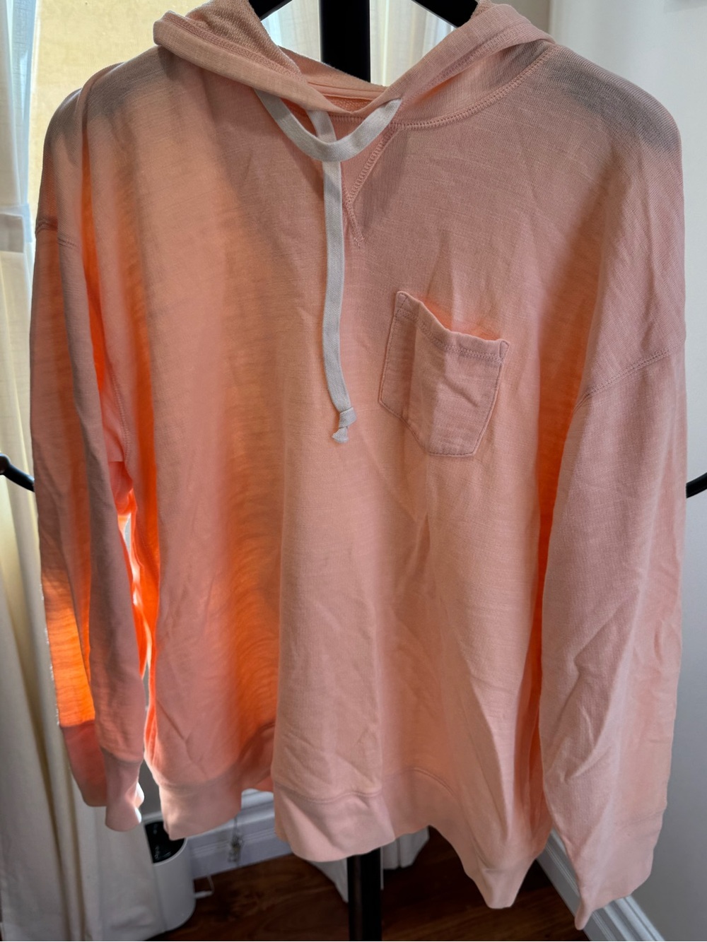 J Crew Vintage Fleece Lightweight Peach Hoodie Shirt Woman Peach Size Large